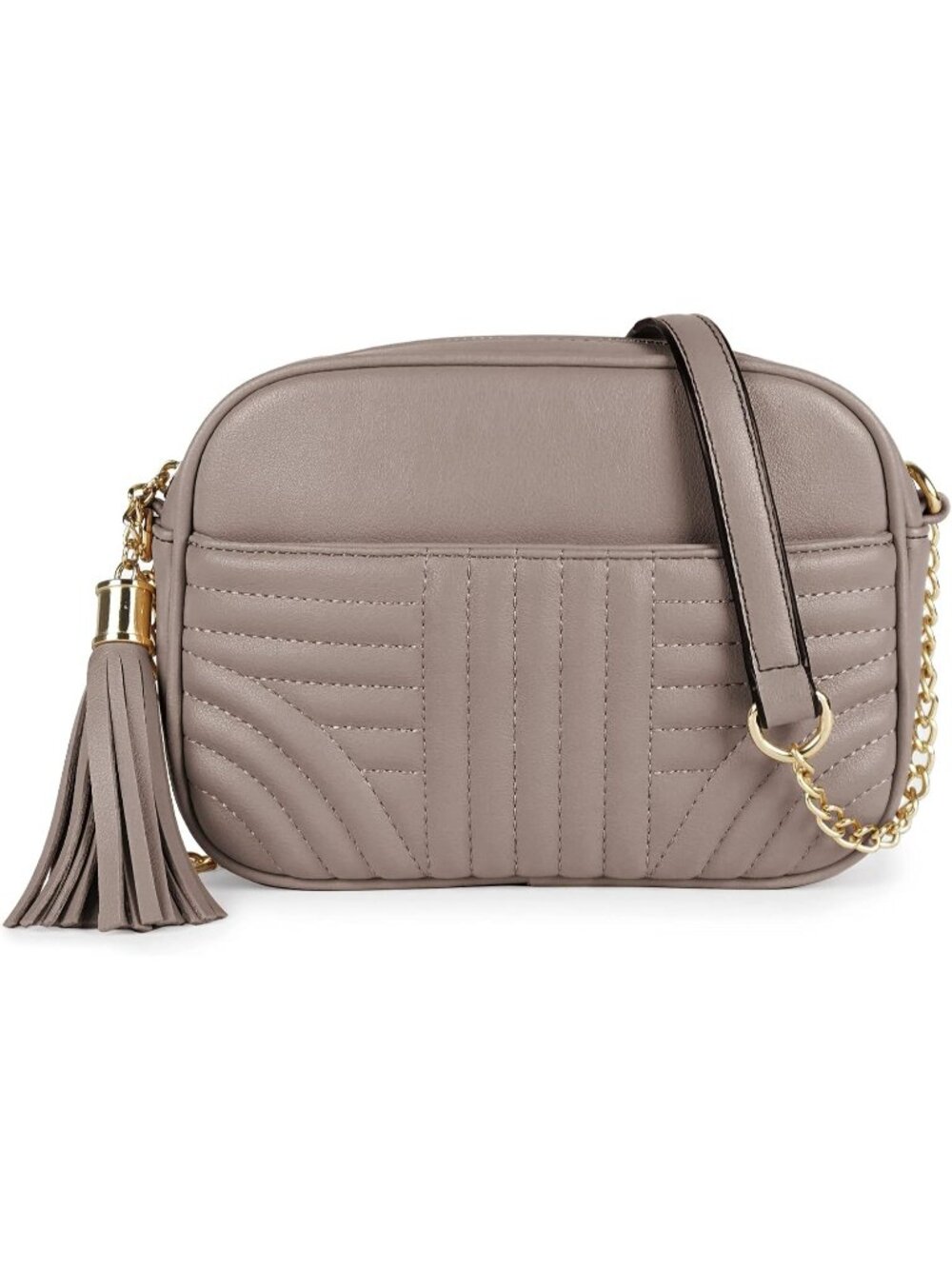 👜Women's Dark Grey Quilted Camera Bag Tassel Crossbody Lightweight Shoulder Bag